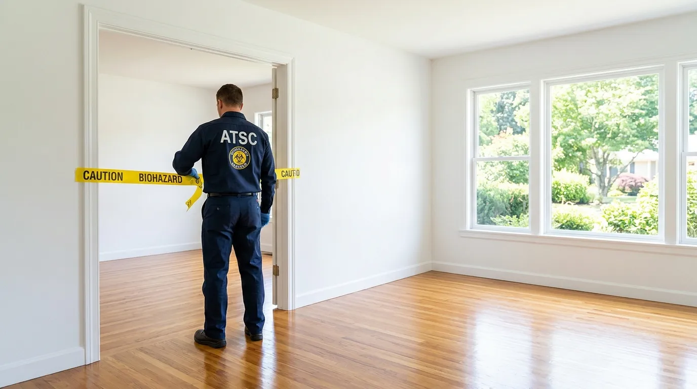 Certified biohazard cleanup crew performing Decomposition Cleanup in Upper Saddle River